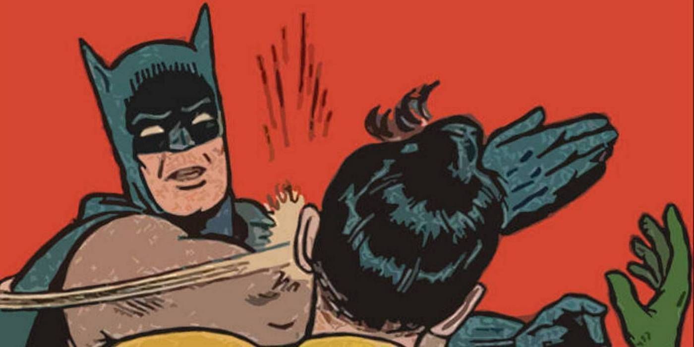 Batman slapping Robin in an image that has now become a meme