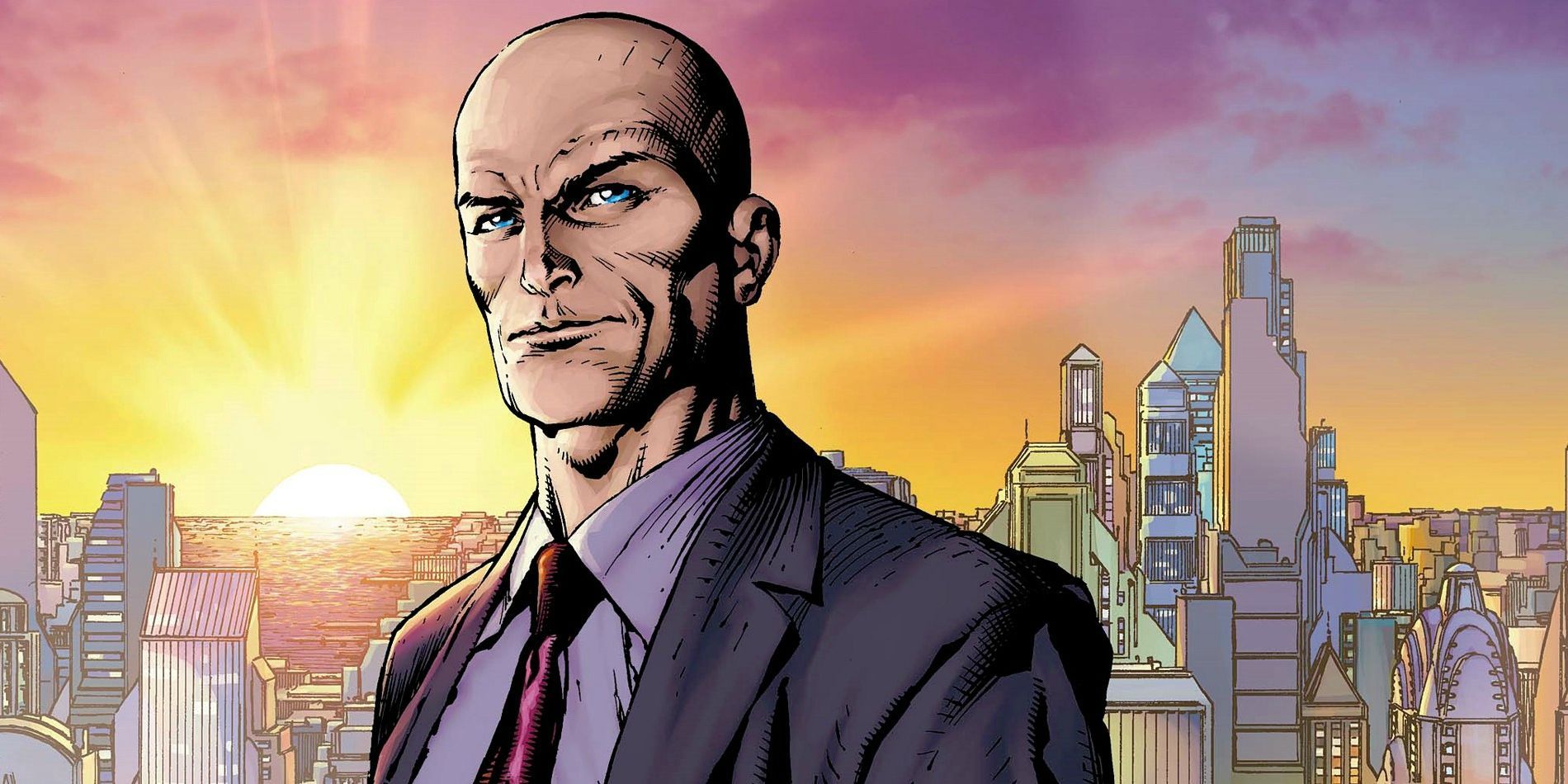 lex luthor staring in front of metropolis