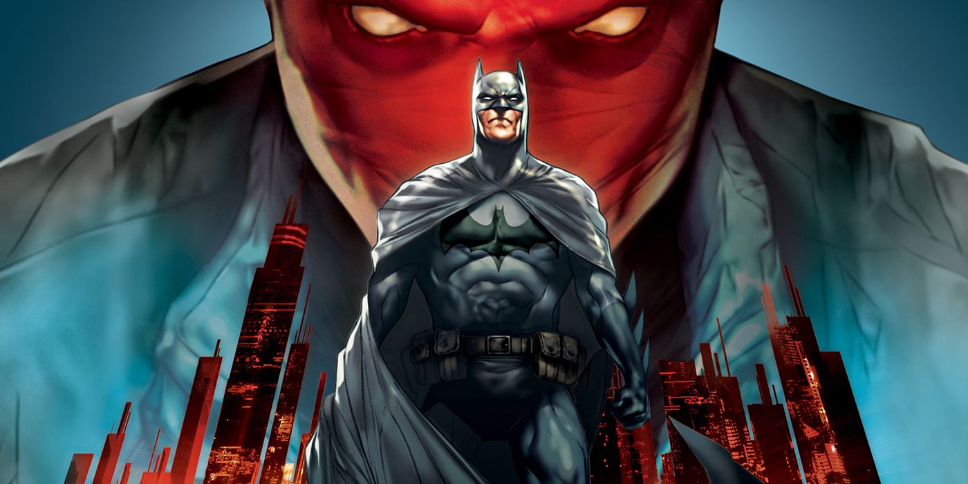 Under the Red Hood promo art featuring Batman with the Red Hood's mask looming overhead.
