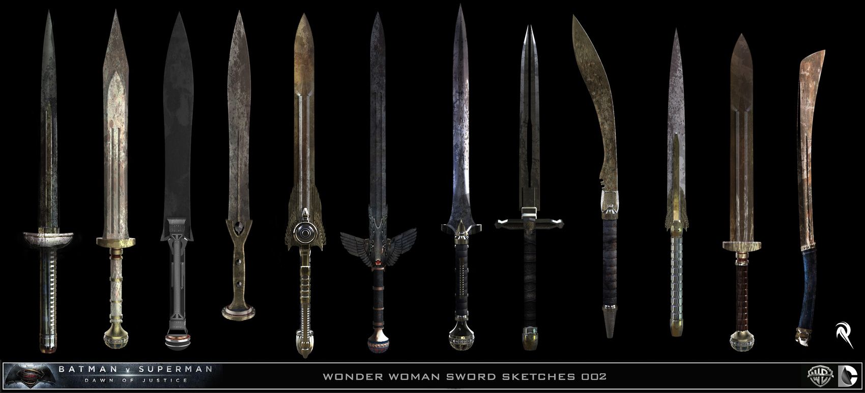 Alternate Bvs Concept Art For Aquamans Trident Wonder Womans Sword