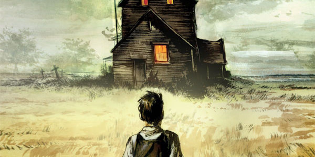 A boy approaches a farm house in Freaks of the Heartland via Dark Horse