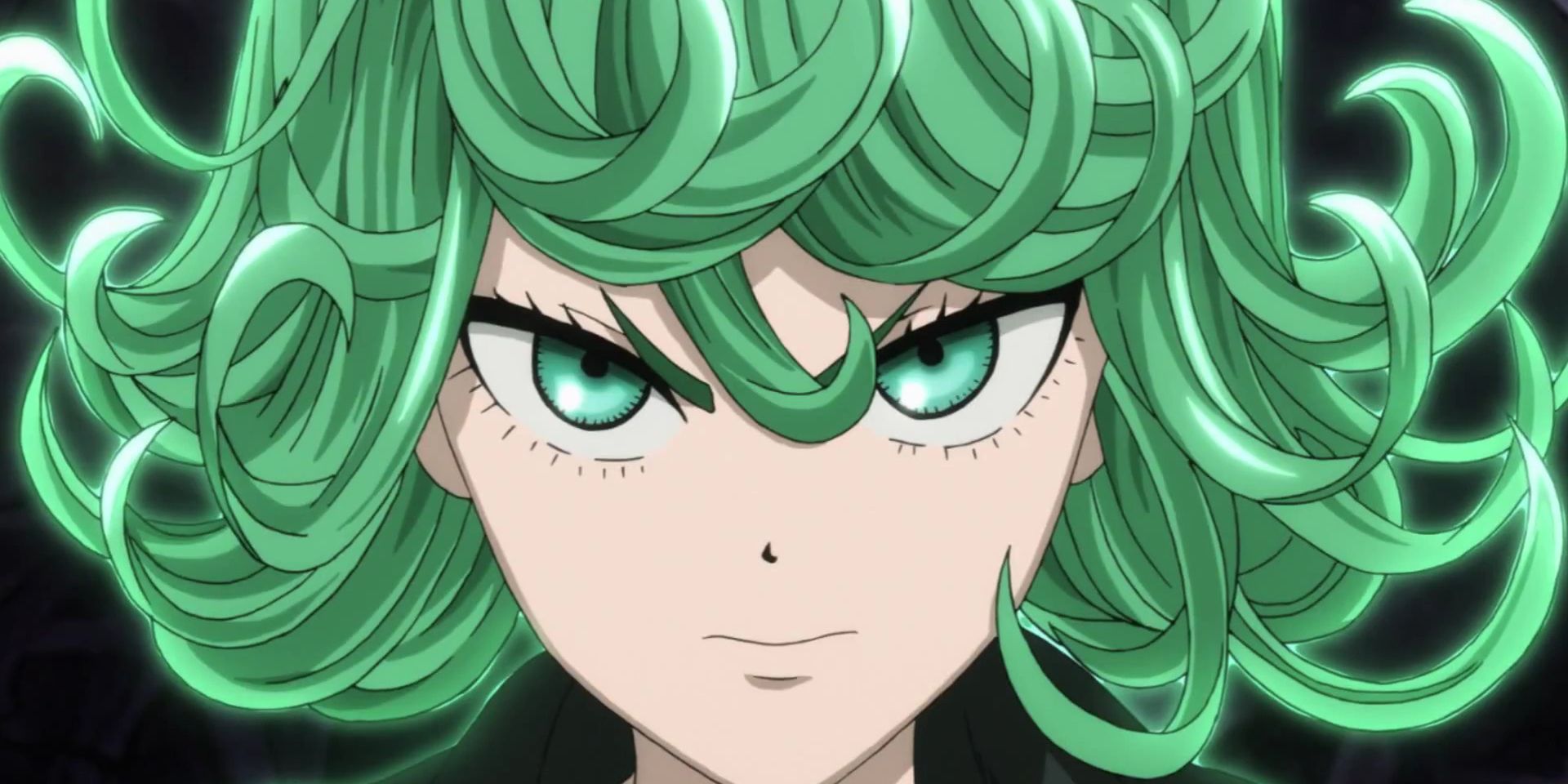 Close up of Tatsumaki looking determined from One Punch Man