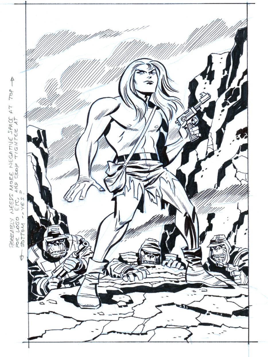 Kamandi Challenge cover sketch by Bruce Timm