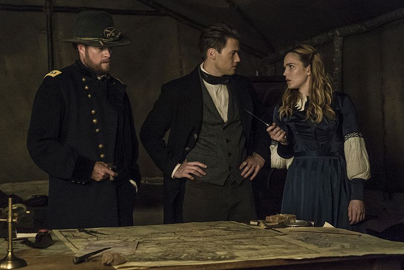 DC&#039;s Legends of Tomorrow --Abominations-- Pictured (L-R): John Churchill as General Ulysses S. Grant, Nick Zano as Nate Heywood and Caity Lotz as Sara Lance/White Canary -- Photo: Katie Yu/The CW -- ÃÂ© 2016 The CW Network, LLC. All Rights Reserved.