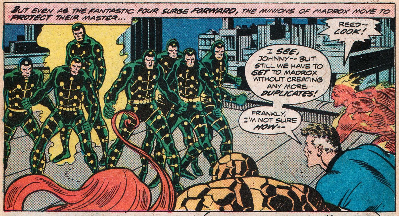 Madrox debuts (Giant-Size Fantastic Four #4 interior art by John Buscema, Joe Sinnott and Glynis Wein)