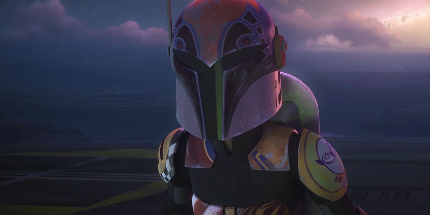Sabine Wren wearing her helmet in Star Wars Rebels