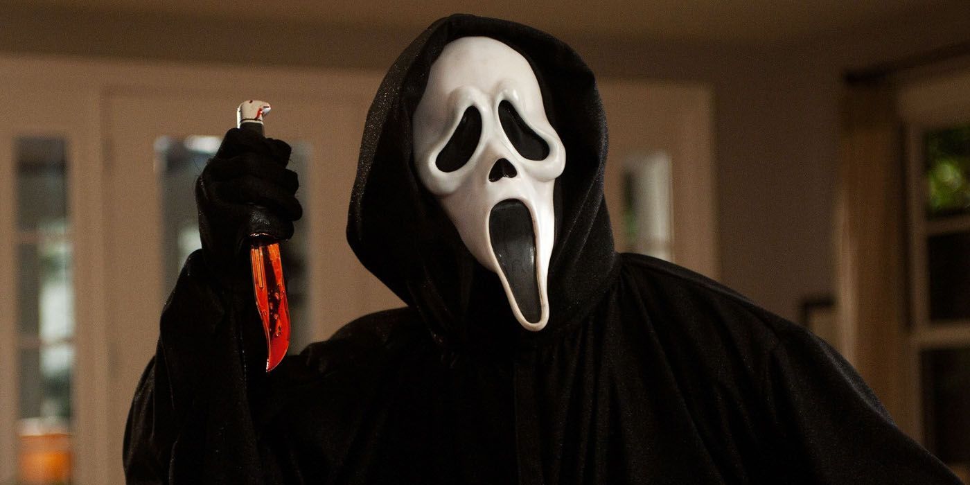Ghostface holding a bloody knife