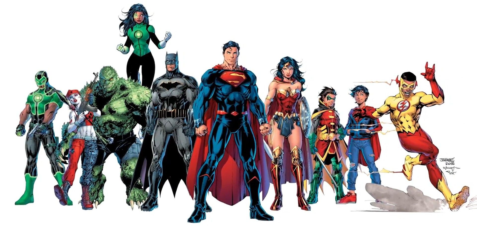A group of Rebirthed DC characters, by Jim Lee