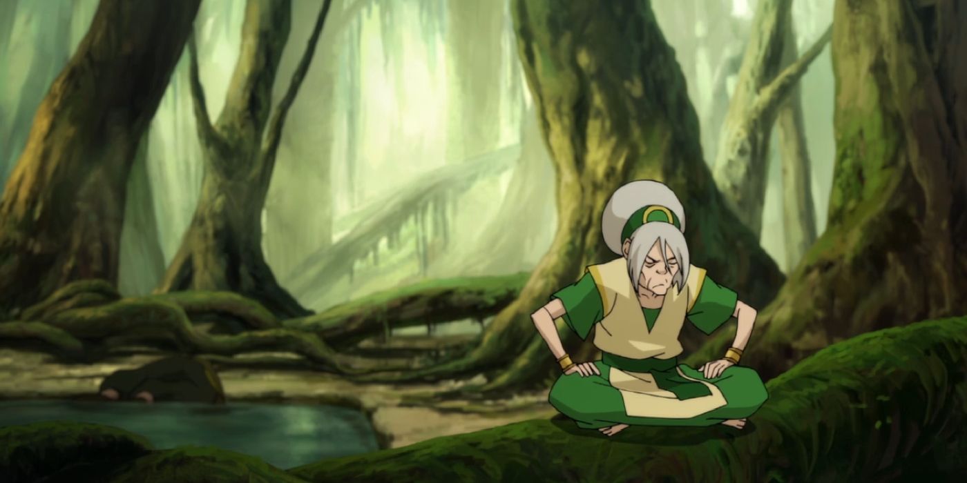 earthbender meditated on fallen tree in forest