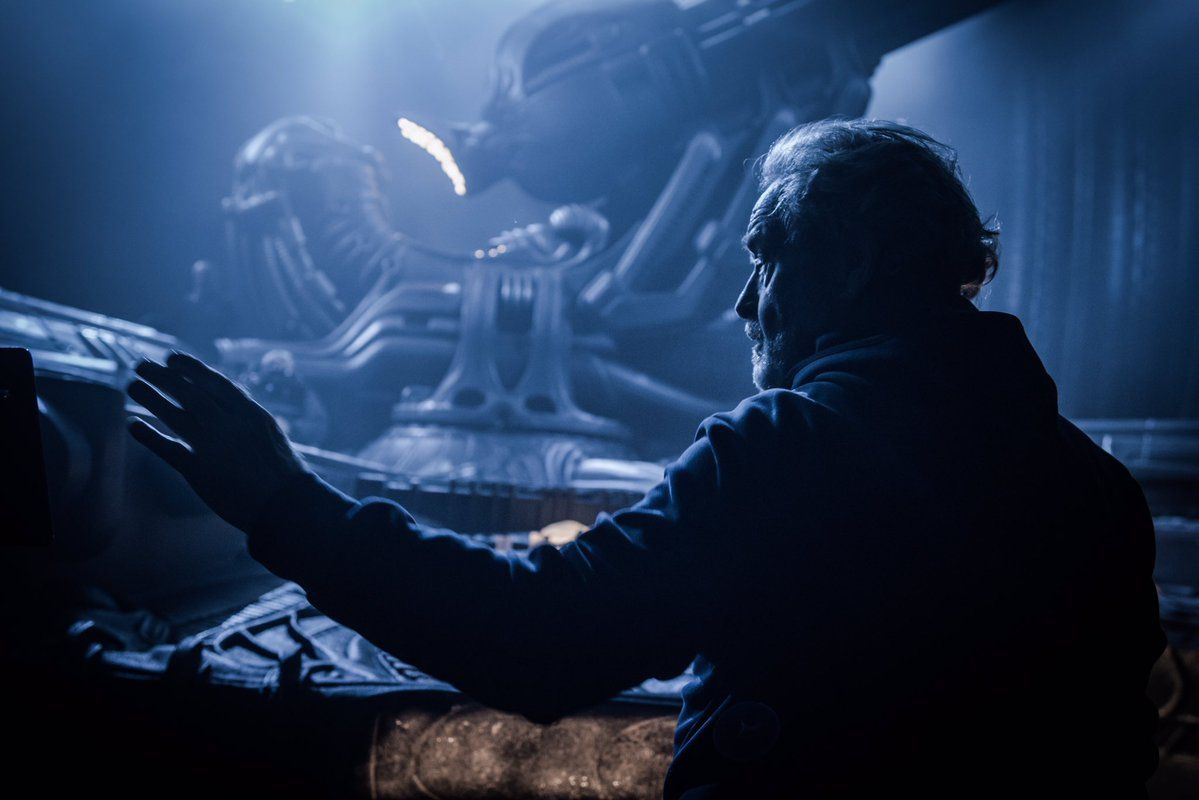Ridley Scott provides some direction in this new behind-the-scenes photo from Alien: Covenant.