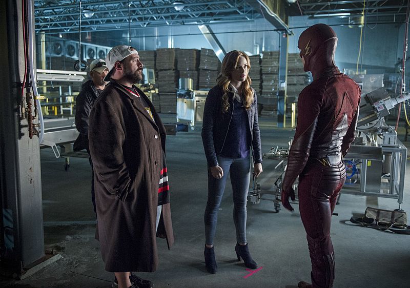 The Flash -- Killer Frost -- Pictured (L-R): Kevin Smith, Danielle Panabaker as Caitlin Snow/Killer Frost and Grant Gustin as The Flash -- Photo: Diyah Pera/The CW -- Ã© 2016 The CW.