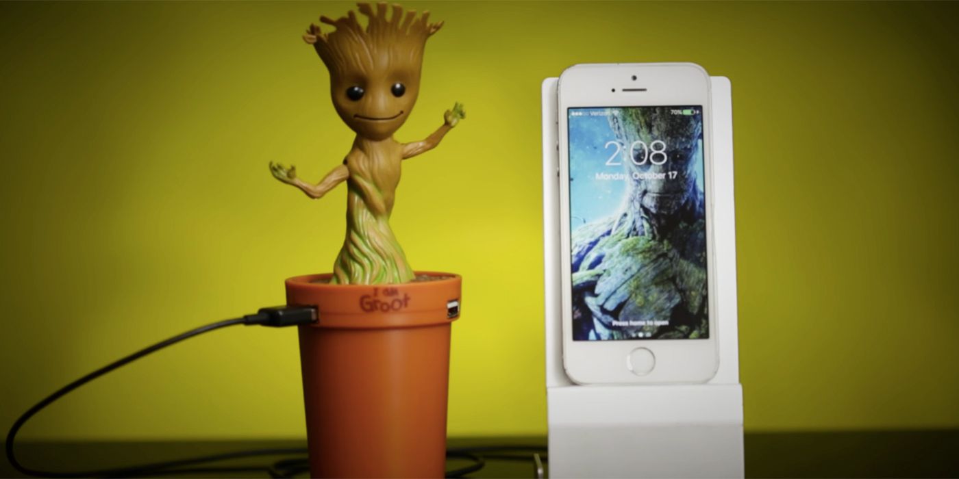 Grooving Baby Groot USB Car Charger Will Save Your Phone's Life