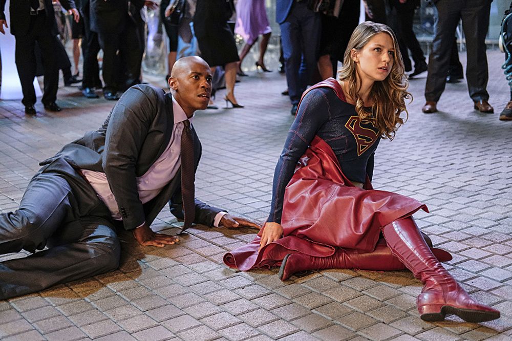 Mehcad Brooks as James Olsen and Melissa Benoist as Kara/Supergirl -- Photo: Robert Falconer /The CW -- © 2016 The CW Network, LLC. All Rights Reserved
