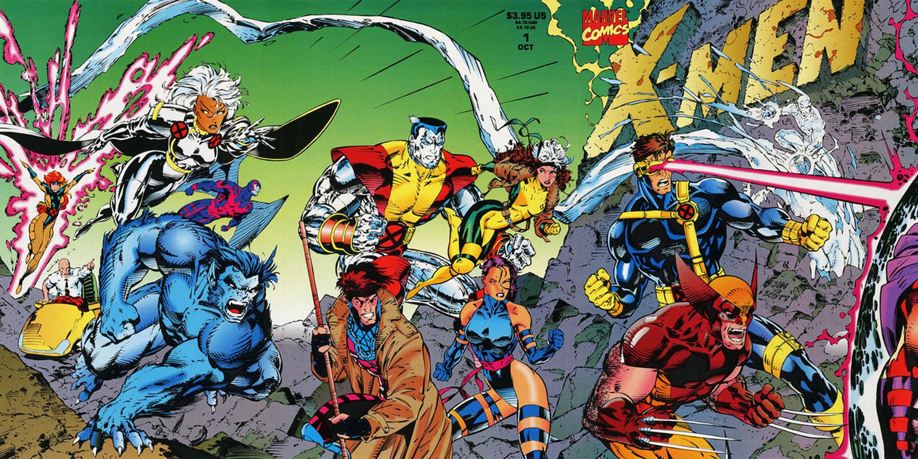 Marvel Comics' X-Men #1 featuring Jean Grey, Storm, Beast, Gambit, Colossus, Rogue, Psylocke, Cyclops, Iceman, and Wolverine