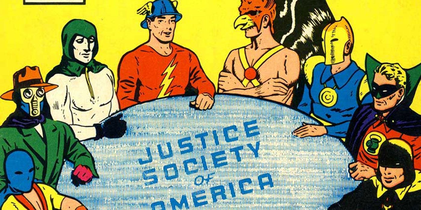 The first Justice Society cover, by E.E. Hibbard