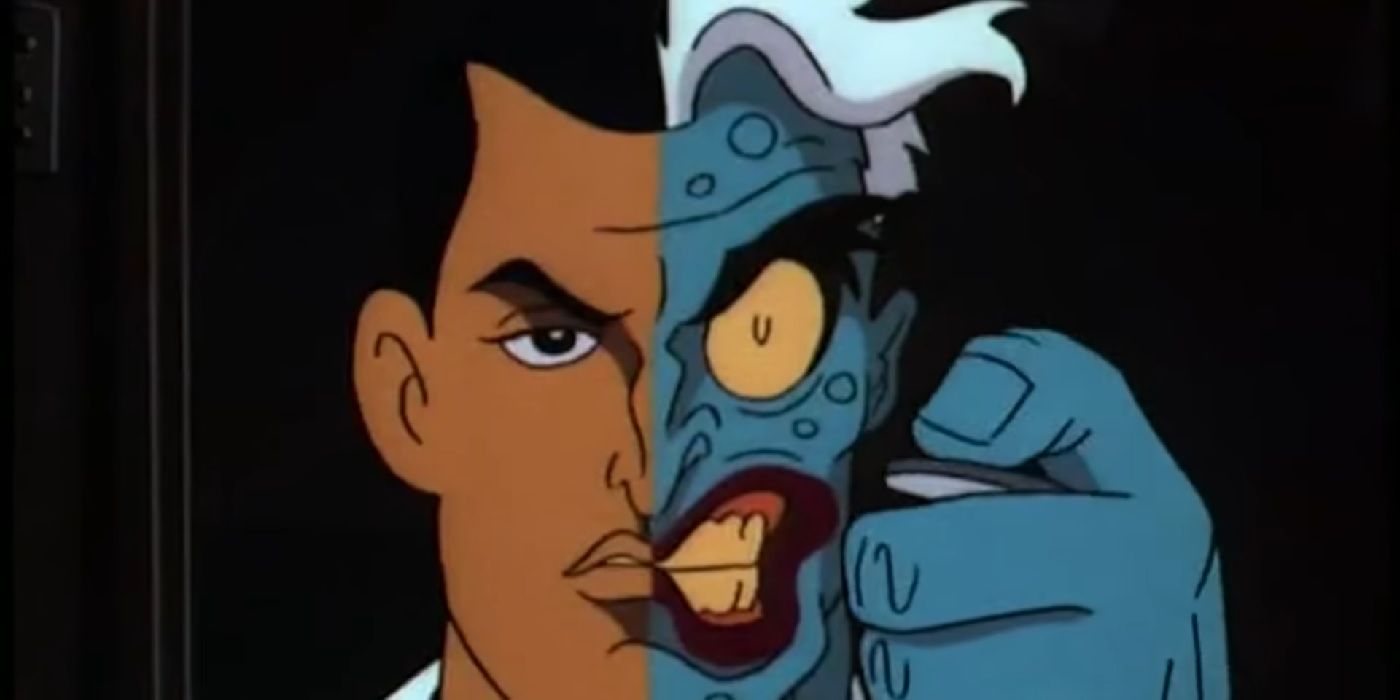 Two-Face gets ready to flip his coin in Batman The Animated Series
