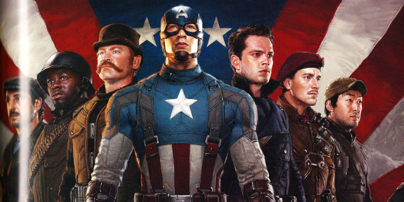 Captain America and Howling Commandos display in Captain America: The Winter Soldier