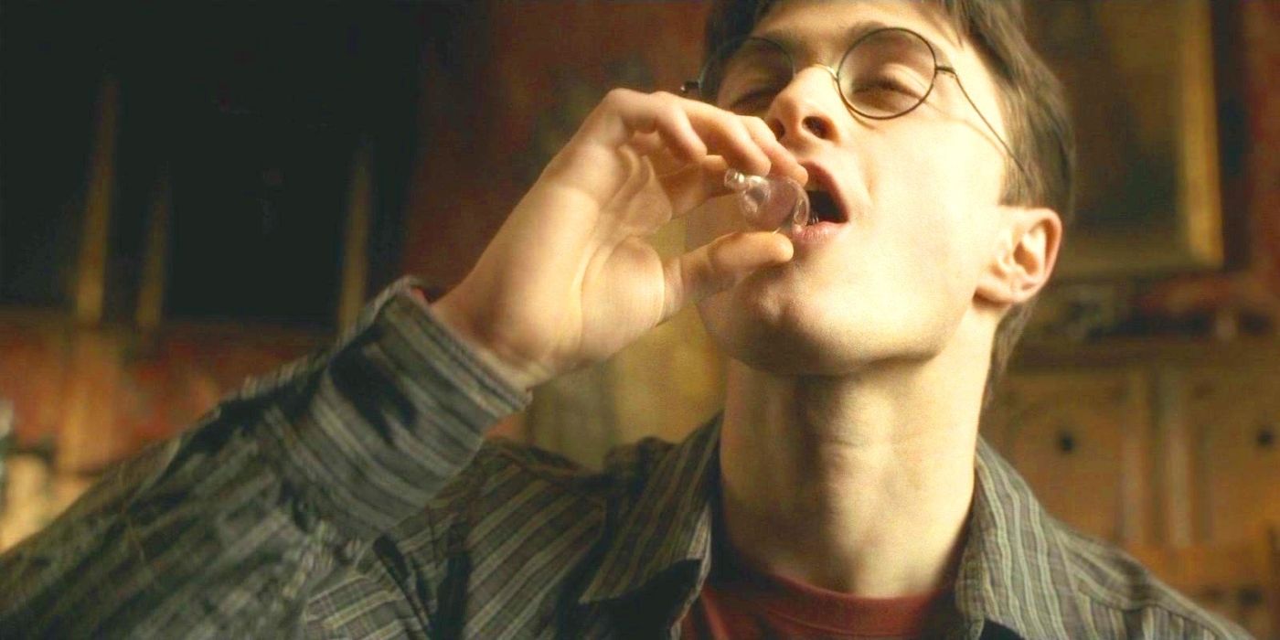 Harry Potter drinking Felix Felicis