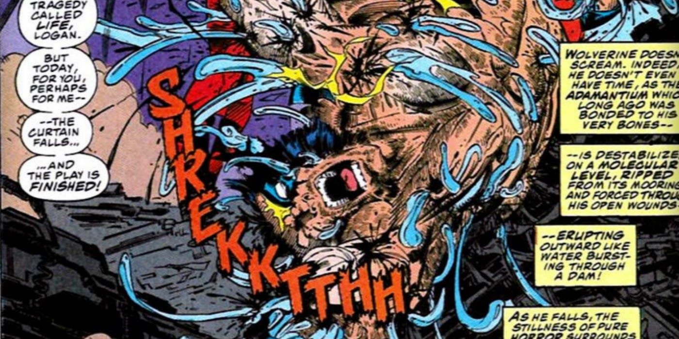 Magneto arranca o esqueleto de Wolverine de seu corpo nos quadrinhos dos X-Men