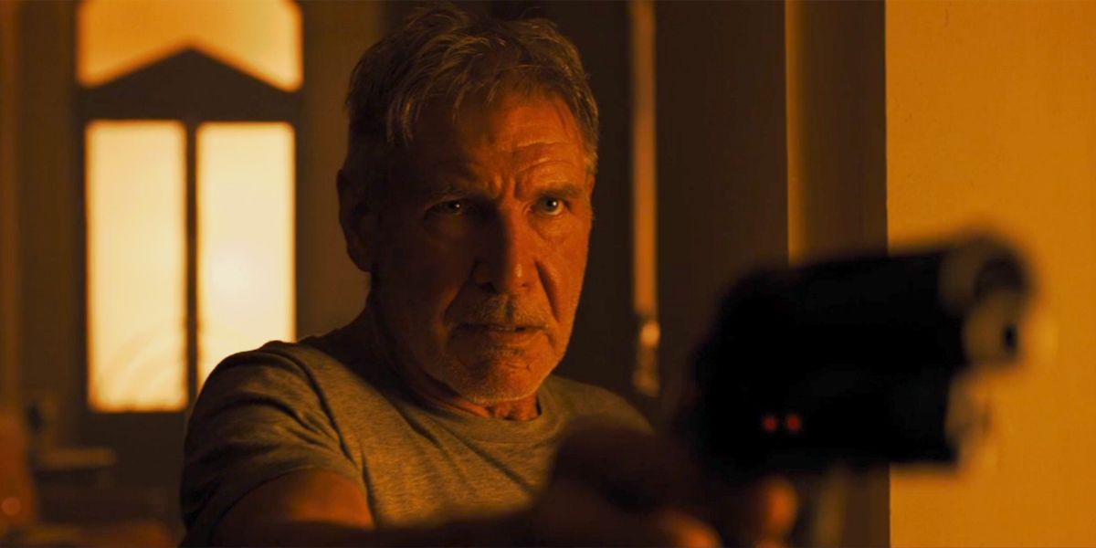 Harrison Ford pointing a gun