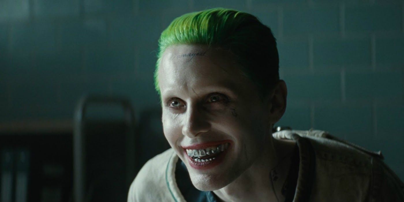 Jared Leto's Joker smiles in the first Suicide Squad movie