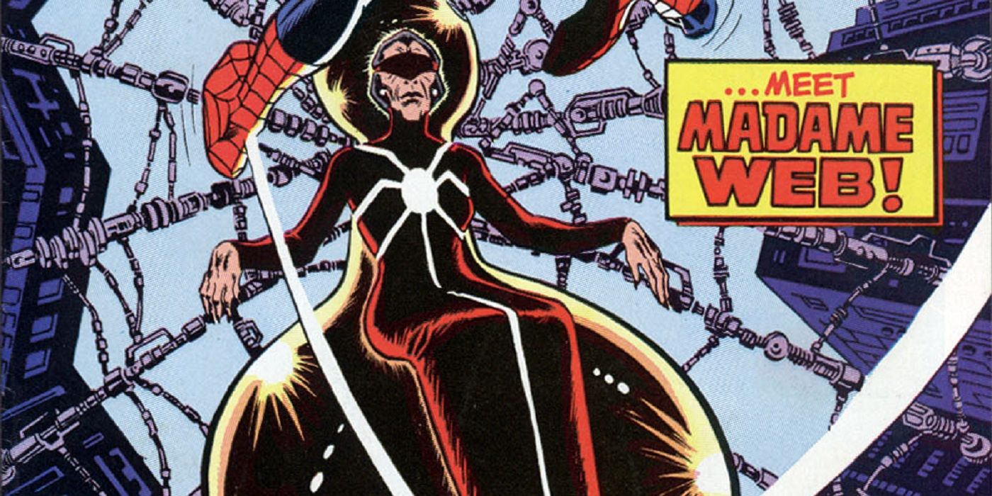 Madame Web sitting in her life support chair during her Marvel Comics debut