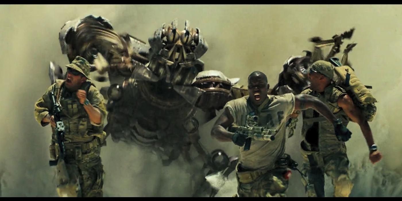 Scorponok attacks humans in Transformers (2007).