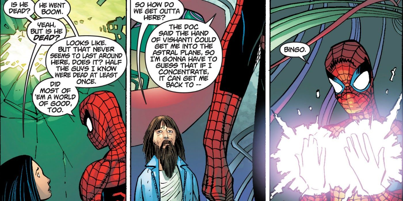 Spider-Man and Shade in the astral plane in Amazing Spider-Man comics
