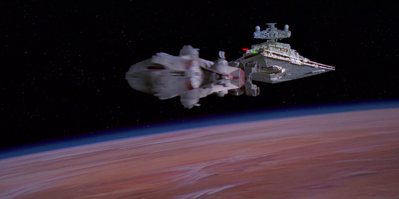 Leia's Tantive IV fleeing Vader's Devastator