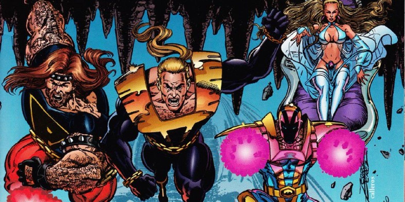 An image of the various members of Ultraforce rushing into battle in the comics