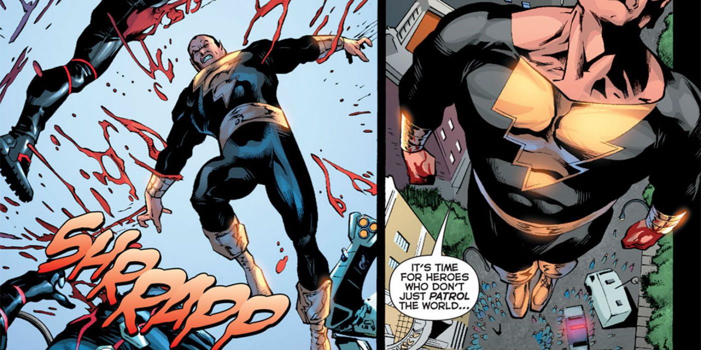 DC Comics' Black Adam kills Terra Man by ripping him in half.