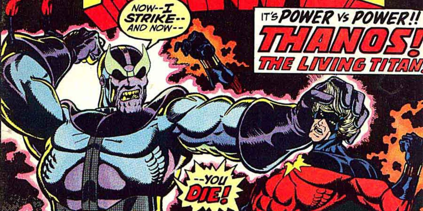 Thanos fighting captain-Mar-vell