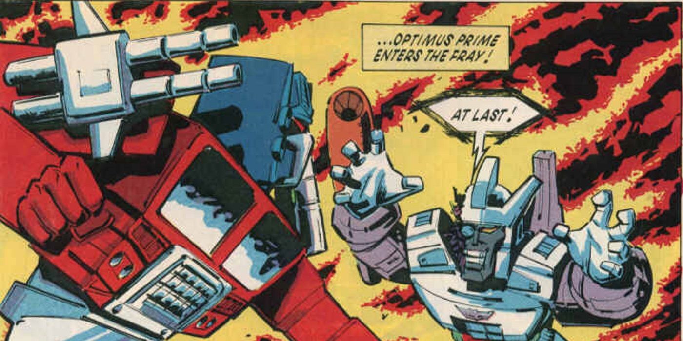 Optimus Prime and Galvatron face off in Marvel UK's Transformers. 
