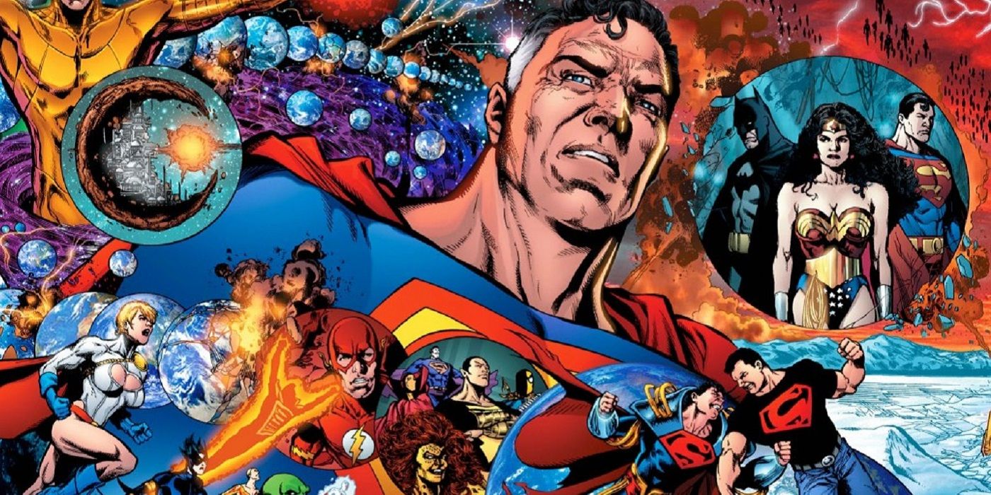 An image of cover art for DC's Infinite Crisis event
