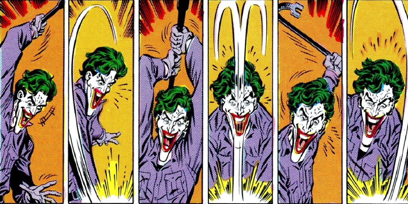 Comic panel of the Joker killing someone.