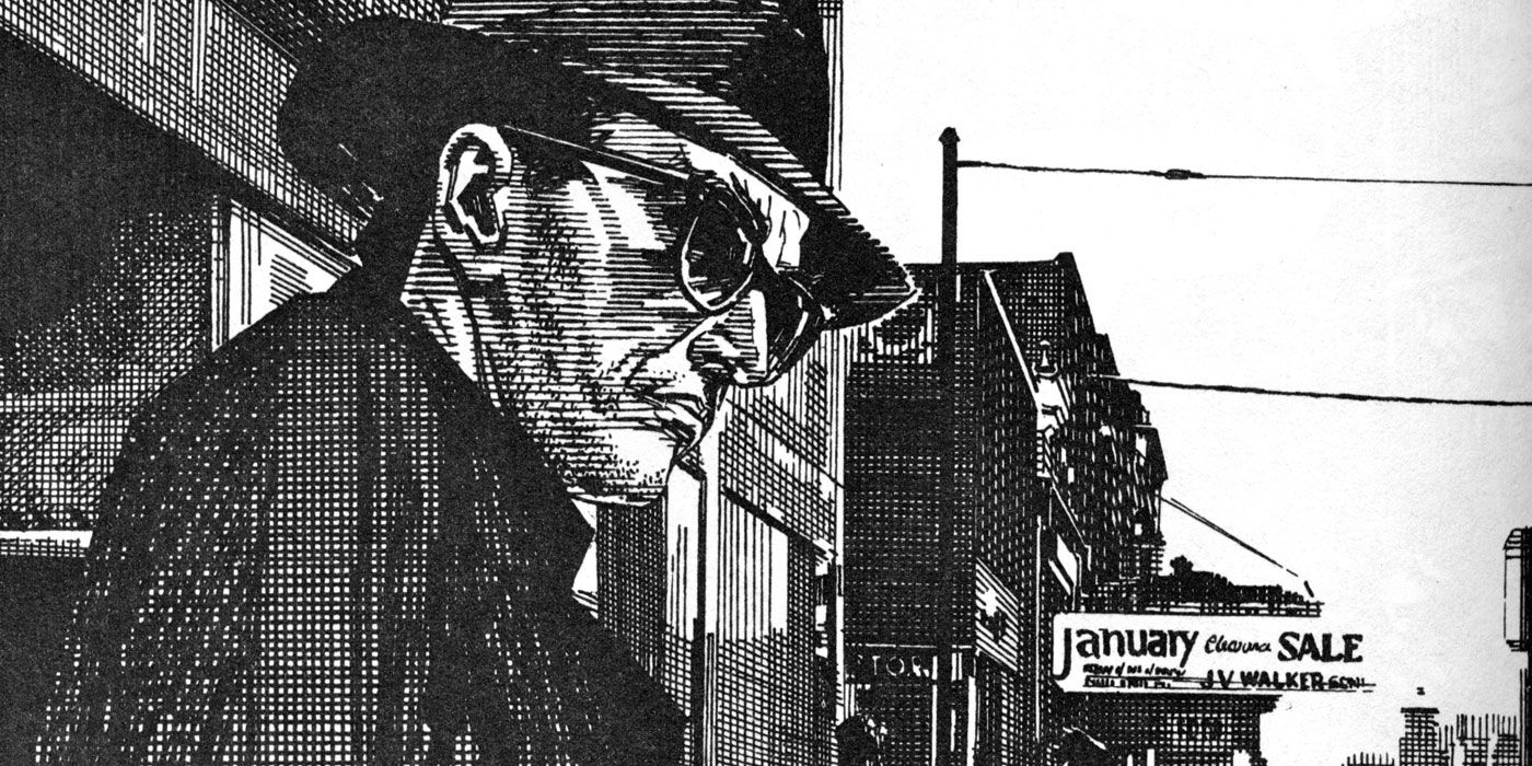 An image of Richard Piers Rayner from the comic, Road to Perdition