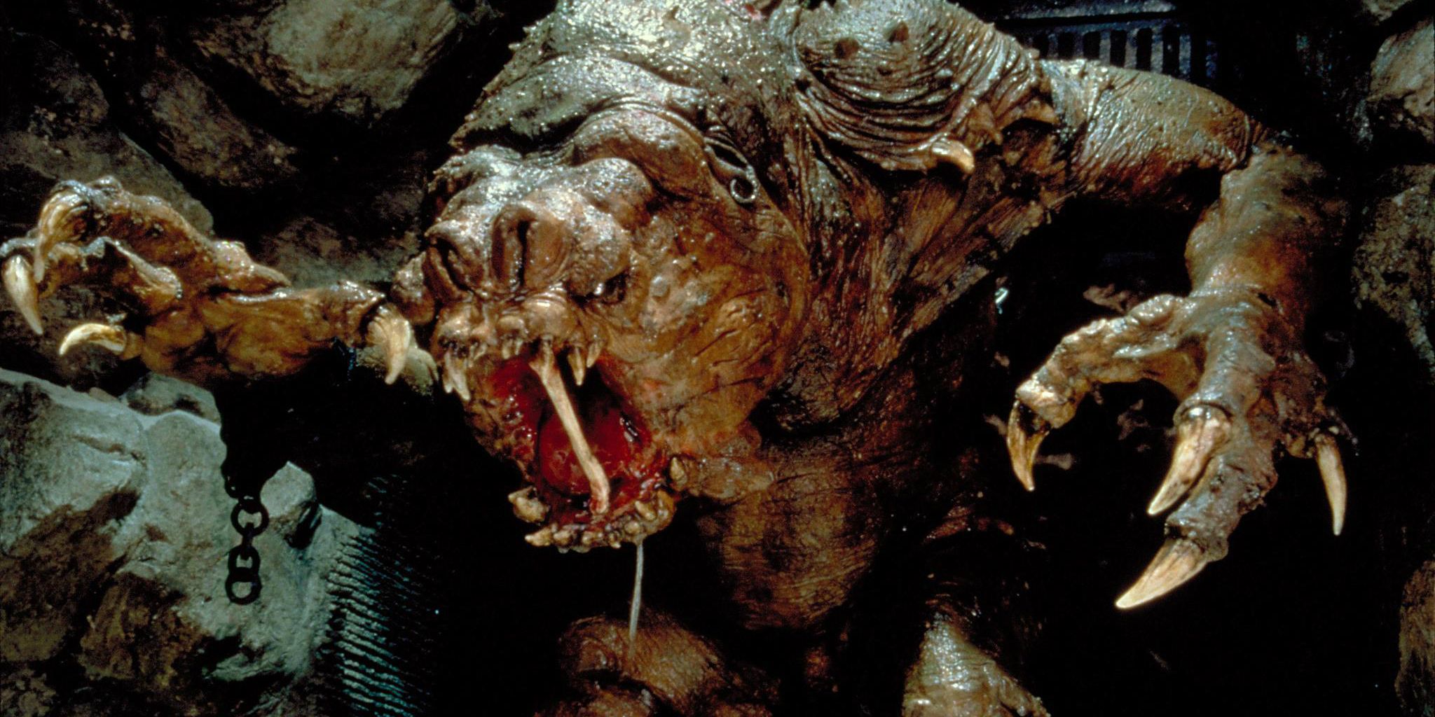 Pateesa the Rancor roars in Star Wars Return of the Jedi