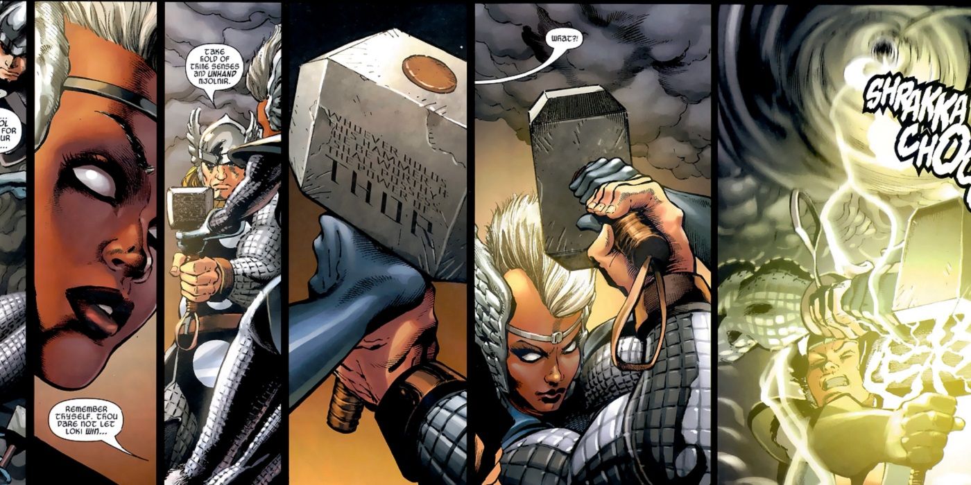 X-Men's Storm Wields Thor's Hammer Mjolnir