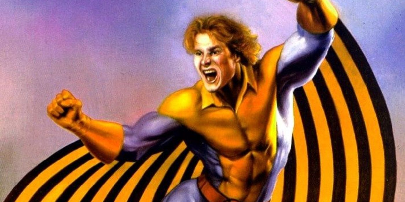 X-Men's Banshee in his original costume, flying in the air.