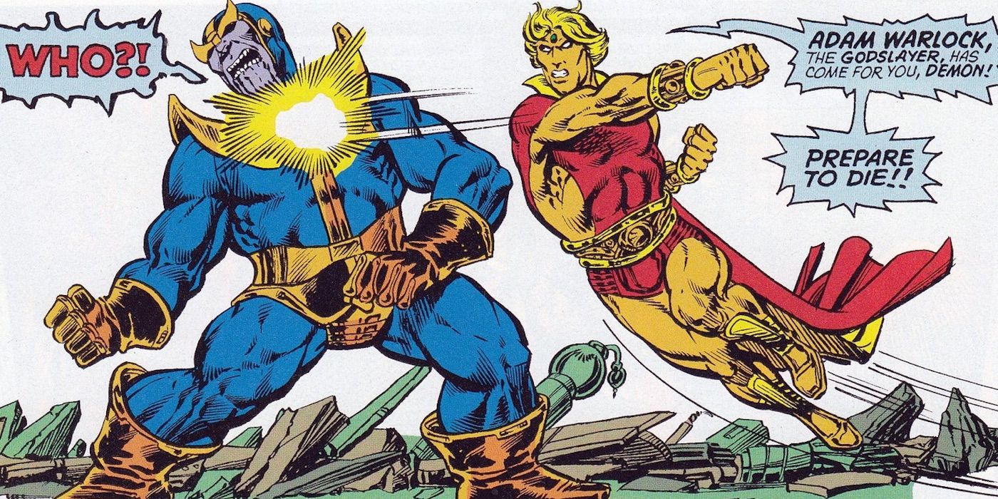Adam Warlock frappe Thanos