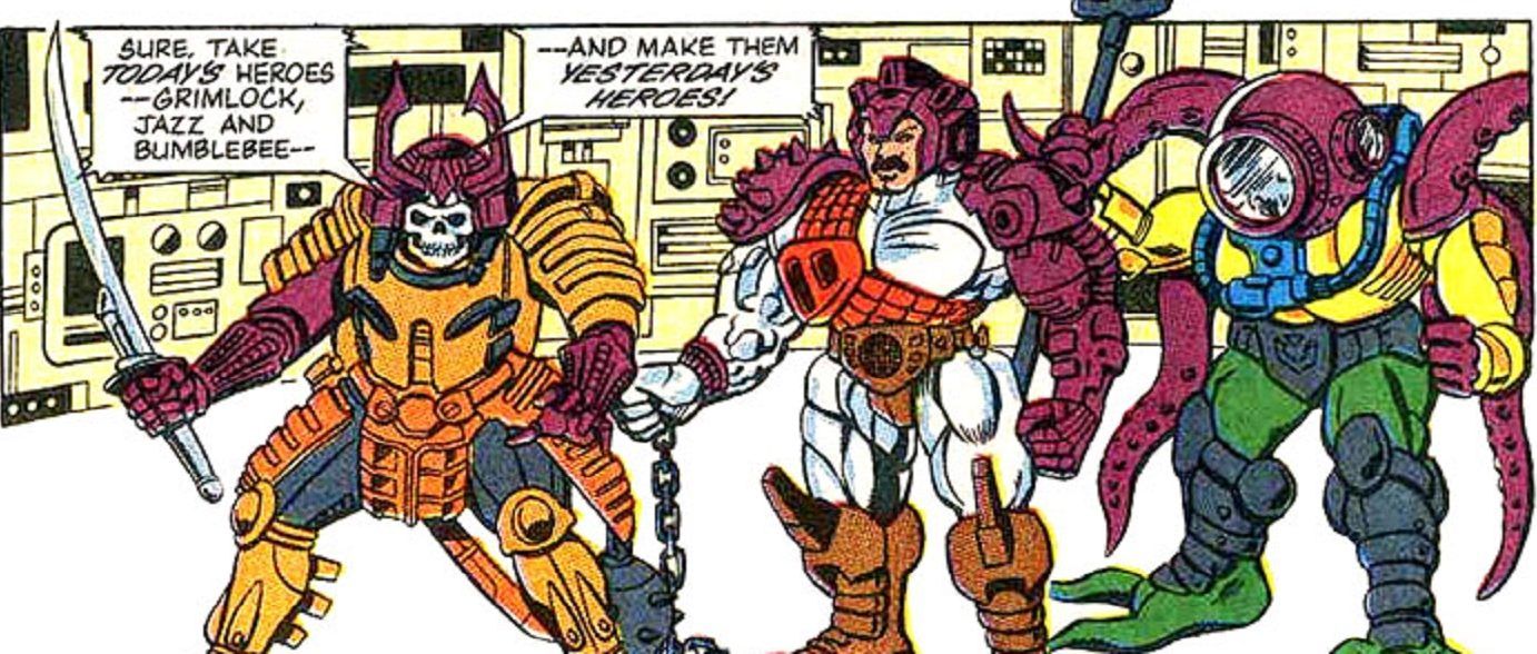 Bludgeon talking about his plan in Transformers comic