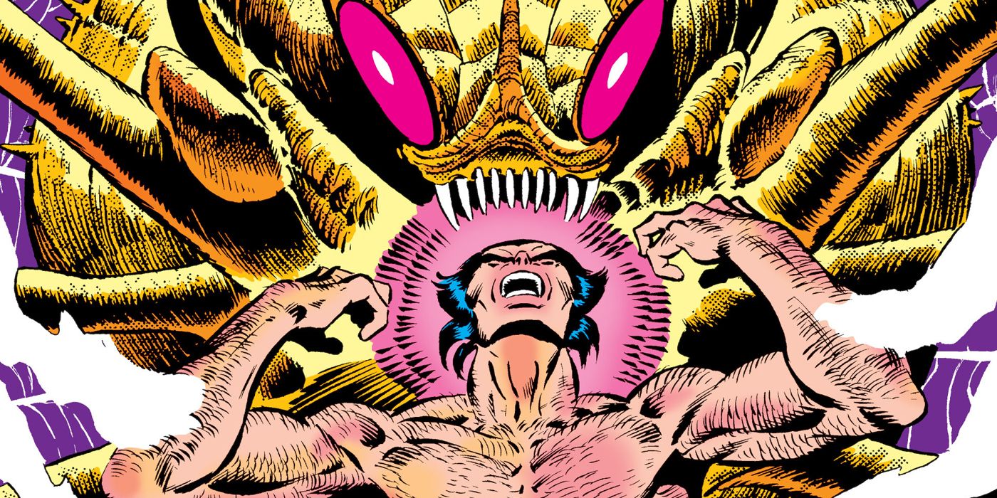 Wolverine screams in the X-Men's Brood Saga