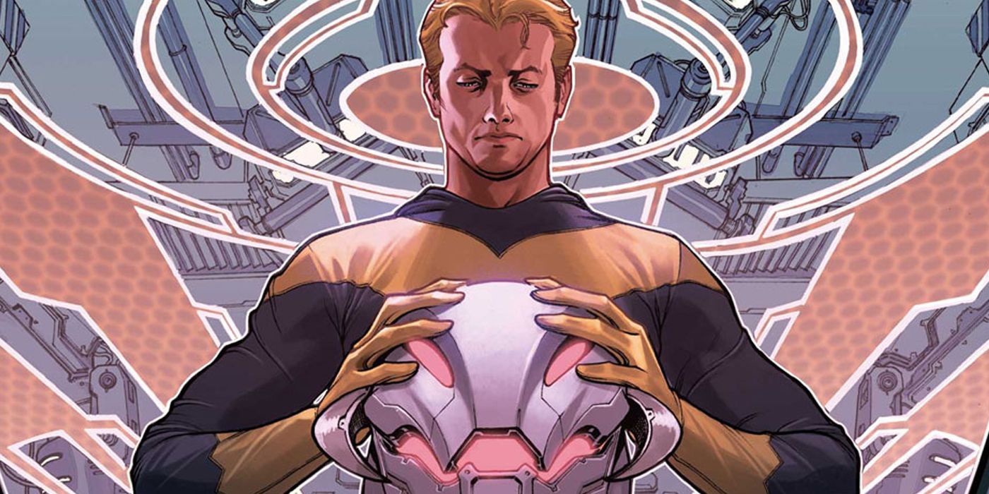 Hank Pym holding Ultron's head in Marvel Comics