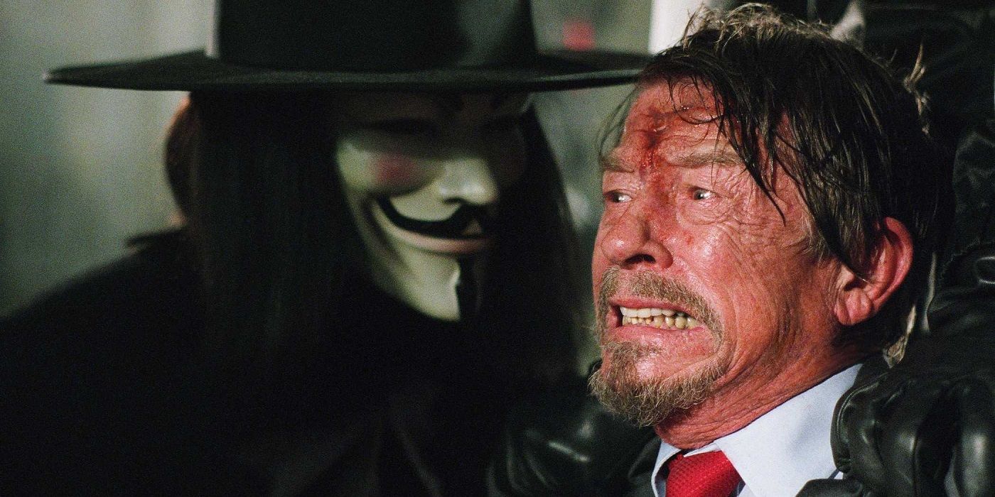 John Hurt as Adam Sutler in V For Vendetta