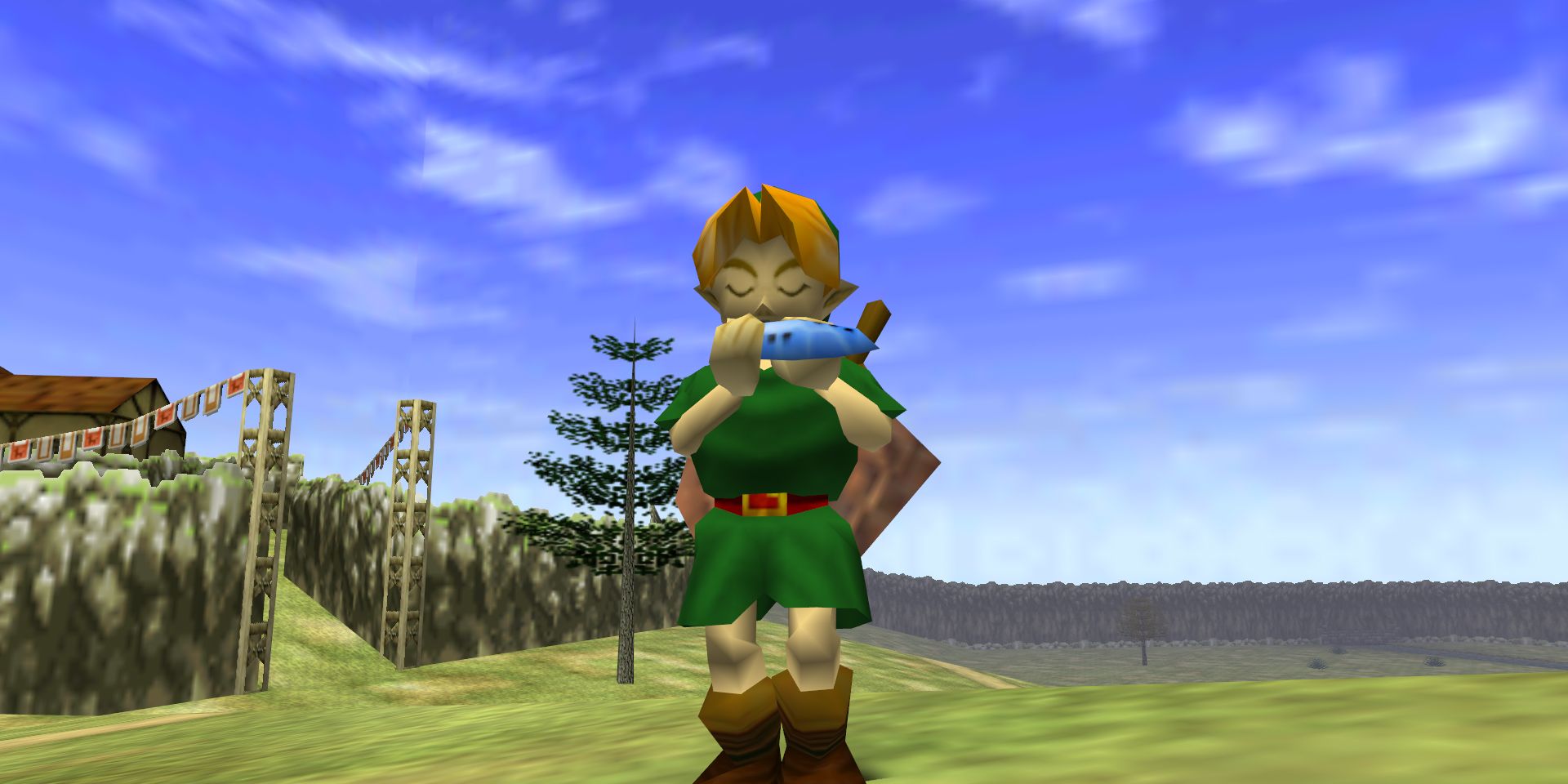 Link playing the Ocarina in The Legend of Zelda Ocarina of Time