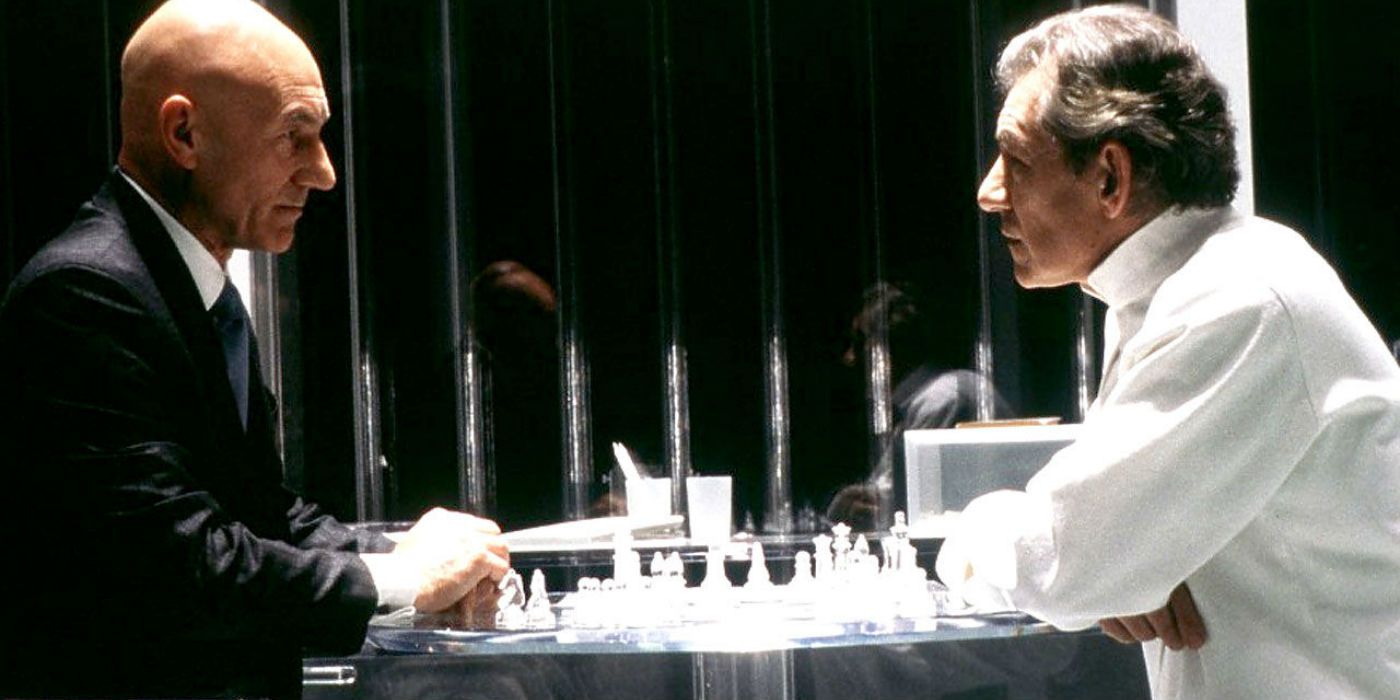 Professor X and Magneto playing chess in X-Men.