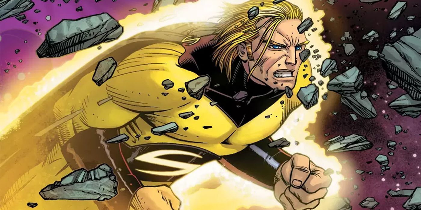 The Sentry from Marvel Comics flies through space