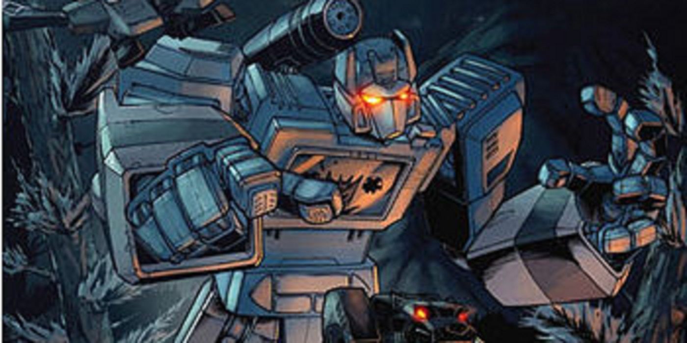 Soundwave pointing at the screen in The Transformers franchise