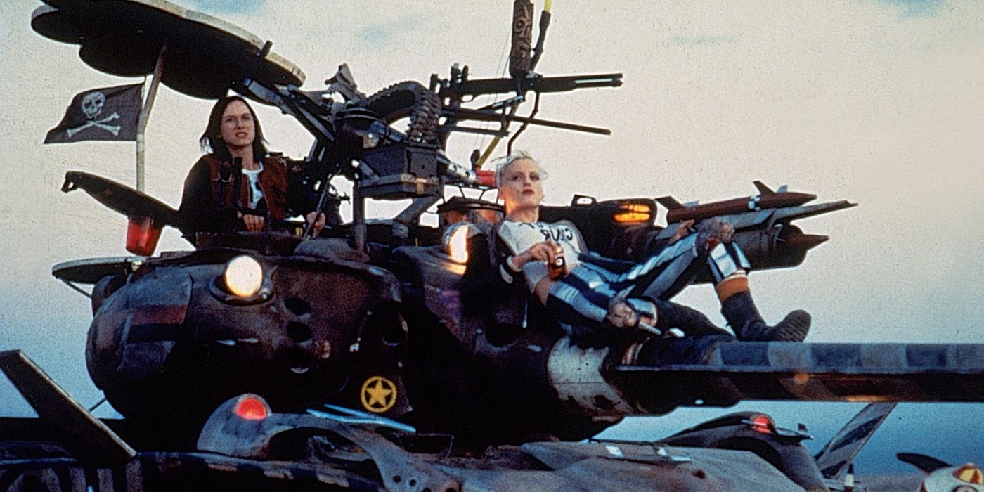 Lori Petty as Tank Girl and Naomi Watts as Jet Girl in a scene from the Tank Girl film adaptation from 1995.