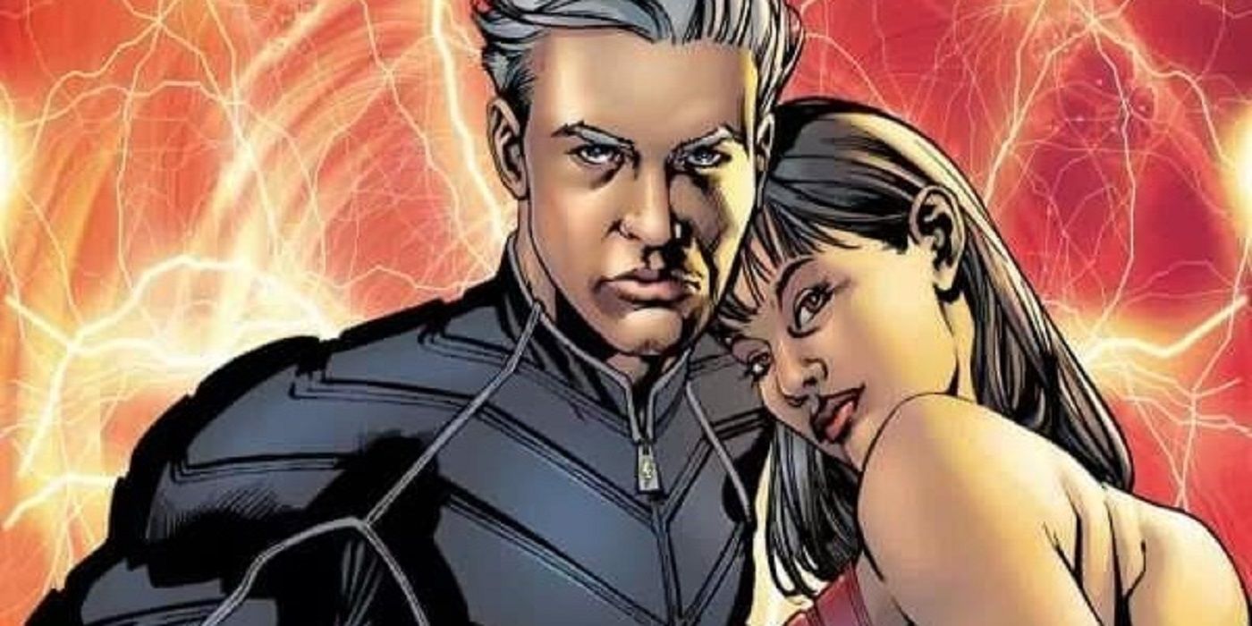 Ultimate Quicksilver and Scarlet Witch holding each other in Marvel Comics